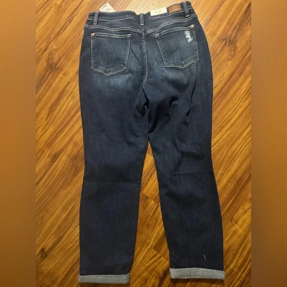 Judy Blue Dark Wash Boyfriend High Waist Distressed Jeans - Picture 4 of 4